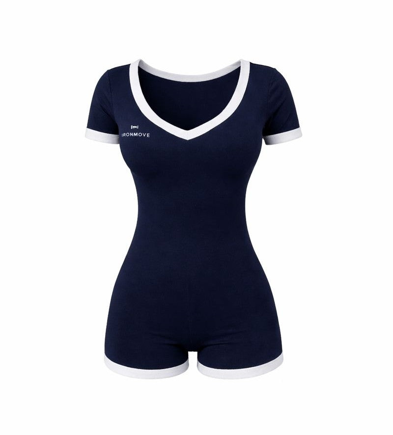 Open-Back Athletic Romper – Navy Edition
