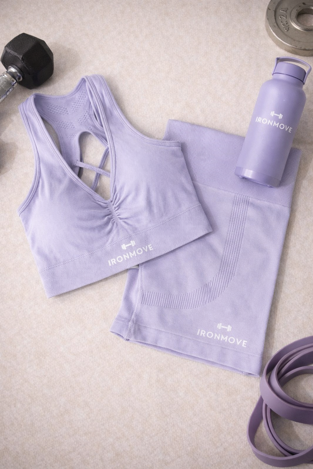 🟣 Iron Move Seamless Ribbed Set – Lavender