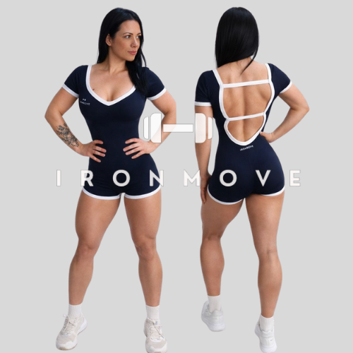 Open-Back Athletic Romper – Navy Edition